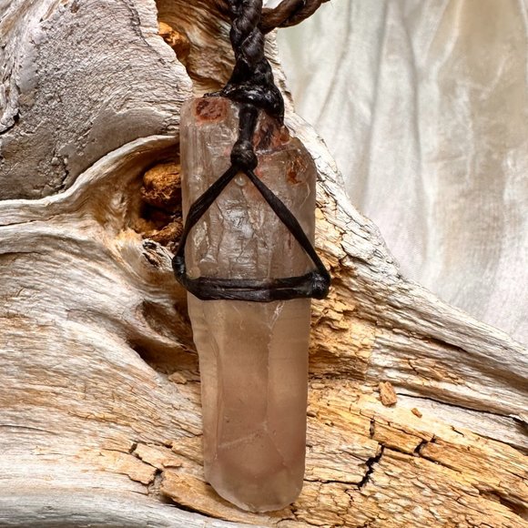 Lithium Quartz Crystal Macrame Necklace - Picture 2 of 3